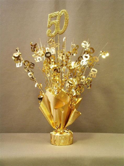 Gold 50 Table Centerpiece - Doolin's Party Supplies | 50th wedding anniversary decorations, 50th ...