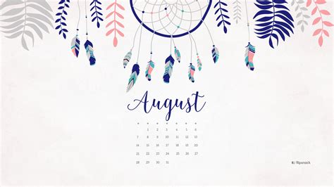 August 2016 free calendar - desktop wallpaper