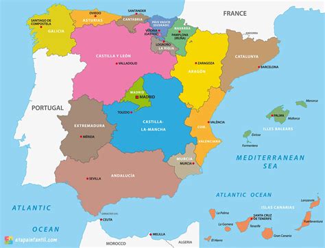 Mapa Politico De Peninsula Espanola