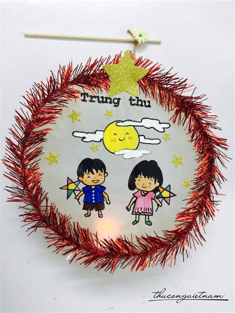 Lồng đèn tre tròn đã trang trí - Rước đèn Trung Thu (20cm)