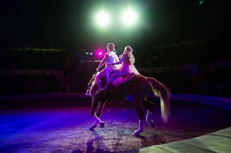 Premium Photo | Riding a circus horse