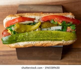 Chicago Dog Sport Peppers Onions Tomato Stock Photo 1965589630 ...