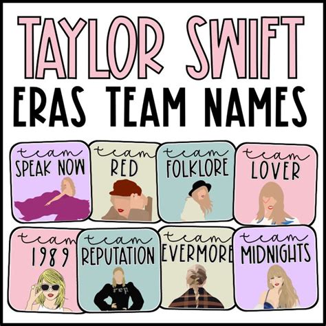 Taylor Swift Eras Team Names in 2023 | Taylor swift, Team names, Teaching