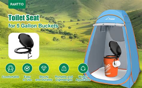 Portable Toilet Seat for 5 Gal Buckets, Camping Toilet Seat with Lid ...