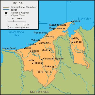 Brunei Map and Satellite Image