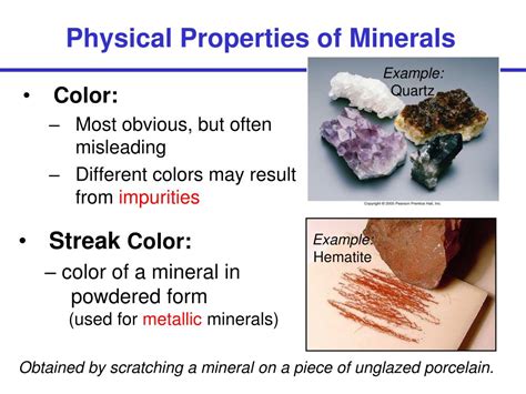 PPT - Chapter Outline: Preview of Properties of minerals Lab exercise ...