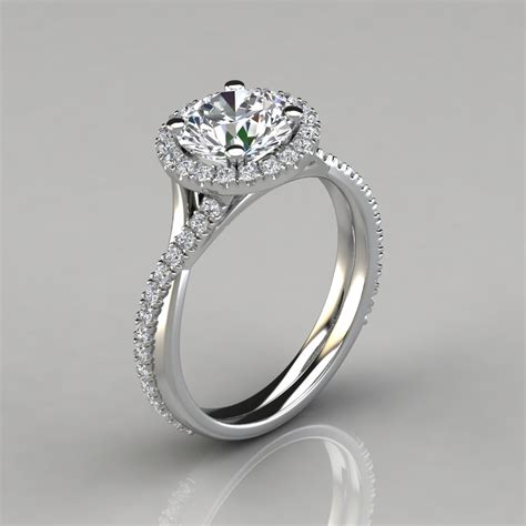 Twist Round Cut Halo Style Engagement Ring - PureGemsJewels