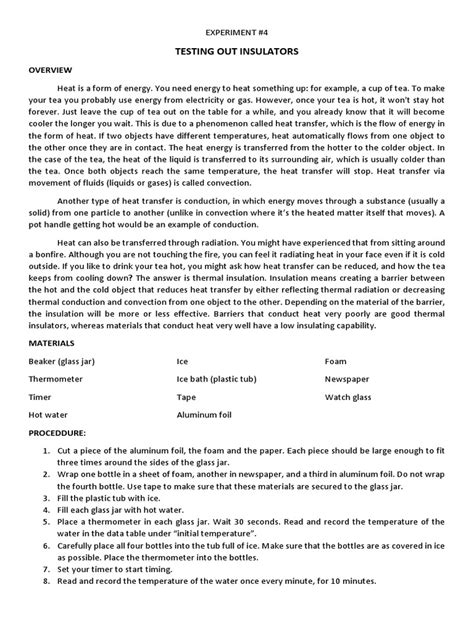 EXPERIMENT #4 - Heat Transfer | PDF