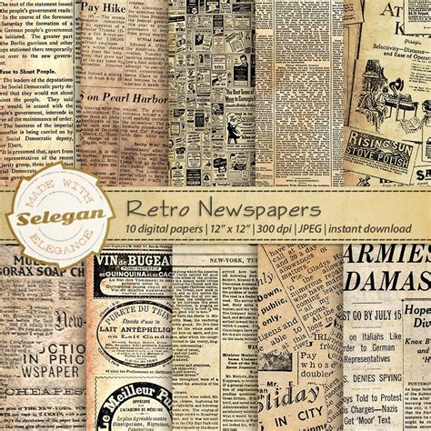 RETRO NEWSPAPERS Old Grunge News Paper Backgrounds for Digital and Priting Needs - Etsy ...