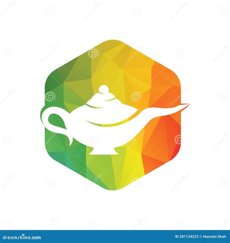 Genie Magic Lamp Logo Design Vector. Stock Vector - Illustration of ...