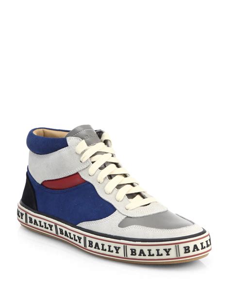 Lyst - Bally Leather High-top Logo Sneakers in Gray for Men