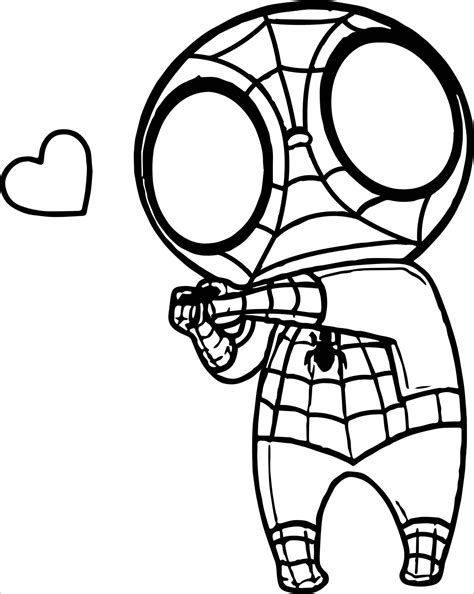 Cute Chibi Spiderman coloring page - Download, Print or Color Online for Free