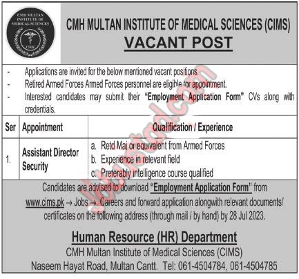 Latest CMH Multan Jobs July 2023 Advertisement