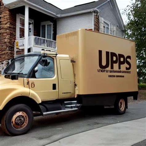 UPS delivery truck in the driveway of a single family | Stable Diffusion | OpenArt