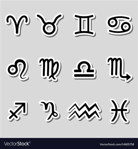 Zodiac signs for astrology simple set of stickers Vector Image