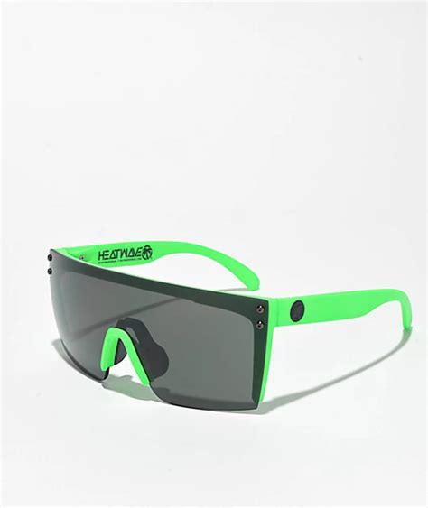 Heat Wave Lazer Face Moto Green & Black Sunglasses