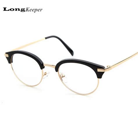 LongKeeper Semi Rimless Glasses Frame Cat Eye Eyewear Sexy Round Clear ...