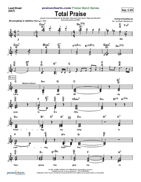 Total Praise Sheet Music PDF (The Brooklyn Tabernacle Choir) - PraiseCharts