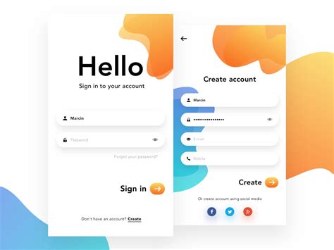 Login & Sign up screen | App interface design, App design layout, Login design