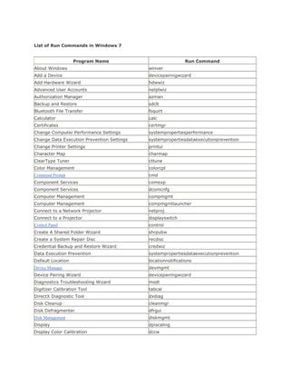 List of run commands in windows 7 | PDF