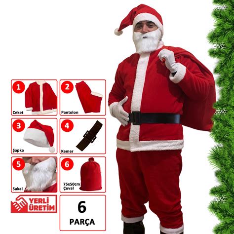 Yetişkin Noel Baba Kostümü ve Hediye Dağıtım Çuvalı - KostümPartim®