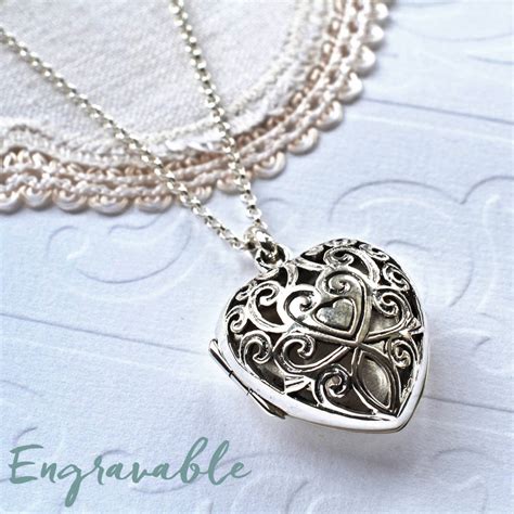 silver vintage heart locket necklace by martha jackson sterling silver | notonthehighstreet.com