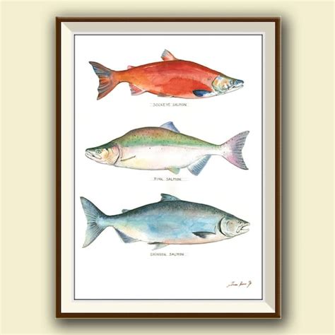 Salmon Fishing Painting - Etsy