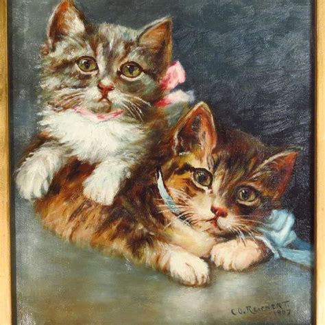 Kitten Oil Portrait Painting Signed Dated 1907 | Fabric panel quilts ...