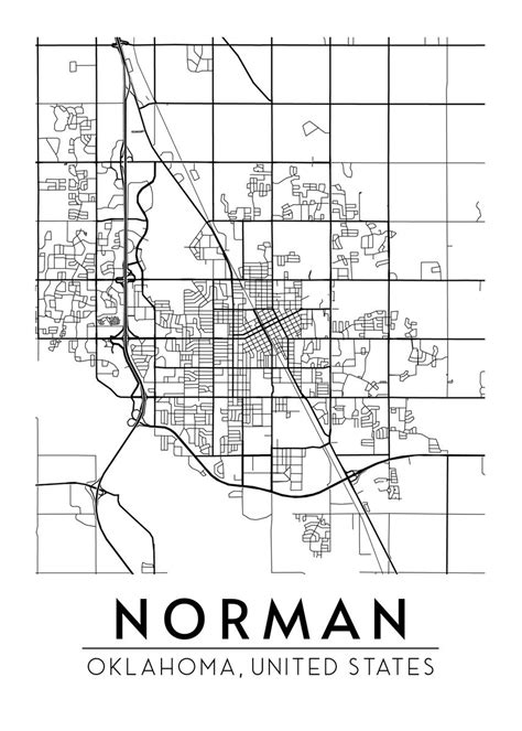 'Norman Oklahoma Map' Poster, picture, metal print, paint by Neo Design | Displate