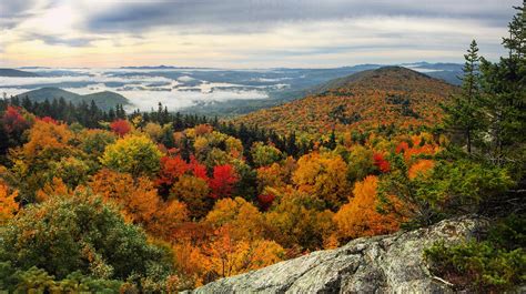 Fall Foliage on Mount Morgan today in New Hampshire [OC] [4096x2293 ...