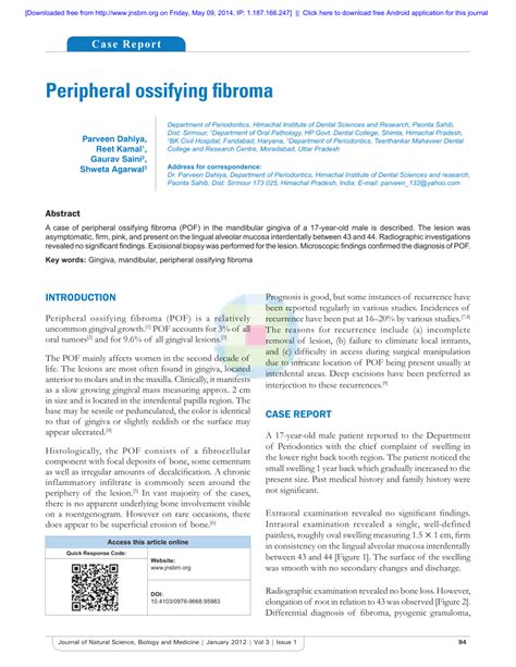 (PDF) Peripheral ossifying fibroma