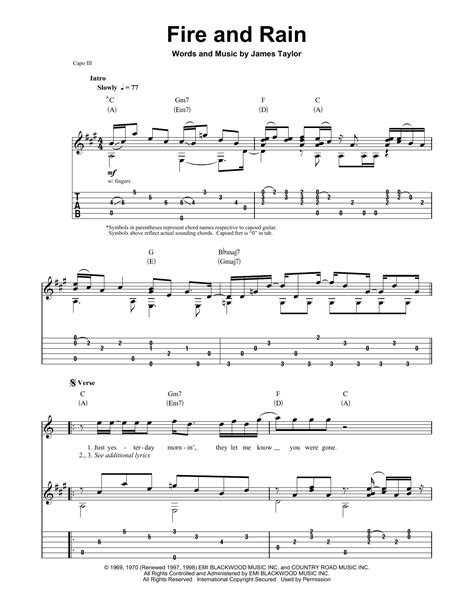 Fire And Rain by James Taylor - Guitar Tab Play-Along - Guitar Instructor