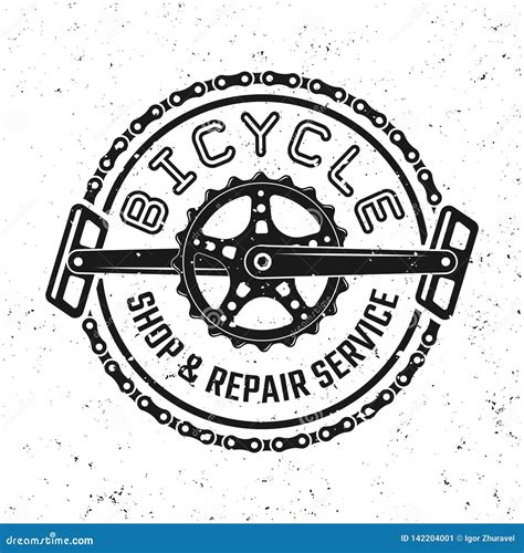 Bicycle Pedals and Chain Vector Round Retro Emblem Stock Vector - Illustration of shop, cycling ...