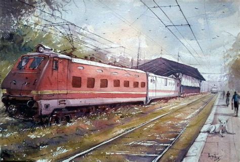 Train Watercolor Paintings at PaintingValley.com | Explore collection ...