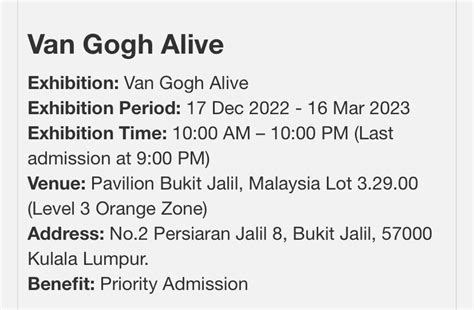 VAN GOGH ALIVE TICKET, Tickets & Vouchers, Event Tickets on Carousell