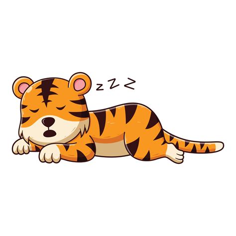 Cute Tiger Sleeping Cartoon. Animal Icon Concept. Flat Cartoon Style ...