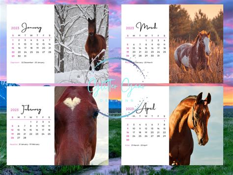 2023 Printable Horse Calendar Beautiful Horse for Calendar - Etsy