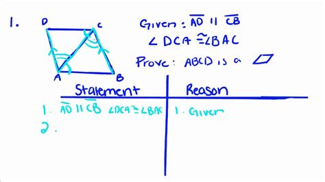 Two Column Proof Parallelogram Worksheet