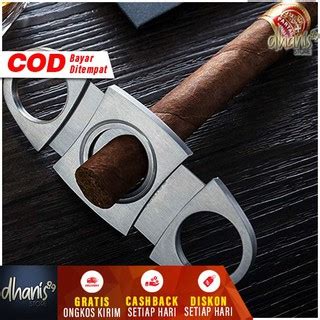 Jual Cohiba Pemotong Rokok Cerutu Stainless Steel Cigar Cutter Double Blade Crutu Murah ...