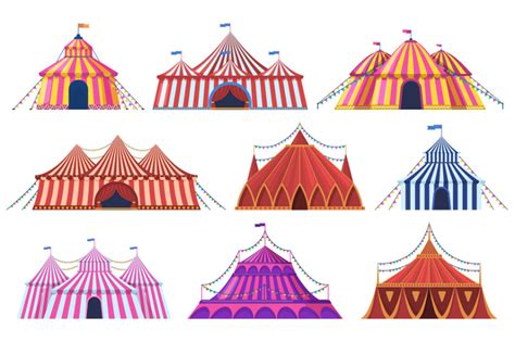 Circus tent. Amusement park vintage carnival circus tent with flags, k By WinWin_artlab ...