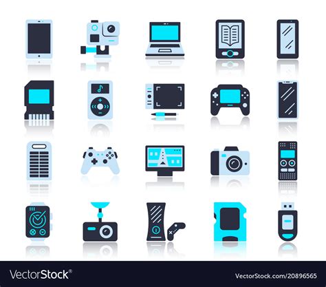 Device simple flat color icons set Royalty Free Vector Image