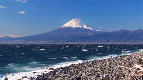 View of Mount fuji from Shizuoka Prefecture, Japan - Stock Video Footage - Dissolve