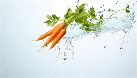 Premium AI Image | Carrot falling into water product showcase illustration