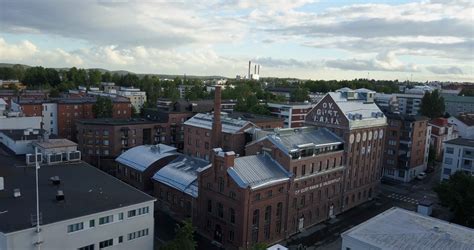 Kuopio Finland Aerial Of Buildings In Downtown With Factory Stock Video Footage - Storyblocks