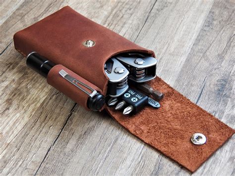 EDC pouch Leatherman EDC organizer Leather pocket organizer | Etsy