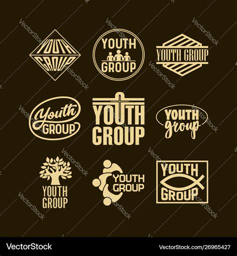 Christian logos banners and stickers youth group Vector Image