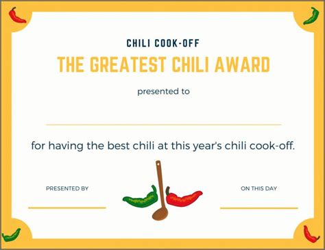 Best Chili Cook Off Certificate Template – Best Templates Ideas