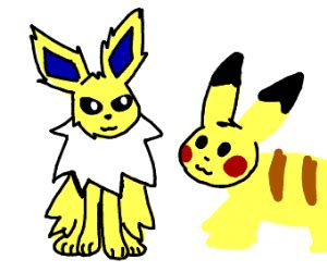 Jolteon and pikachu chillin' - Drawception