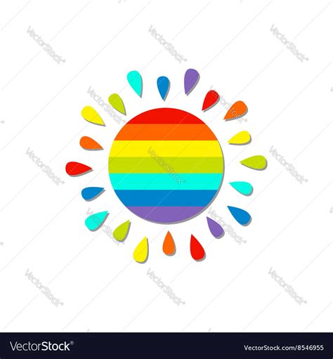 Cartoon rainbow color sun isolated white Vector Image