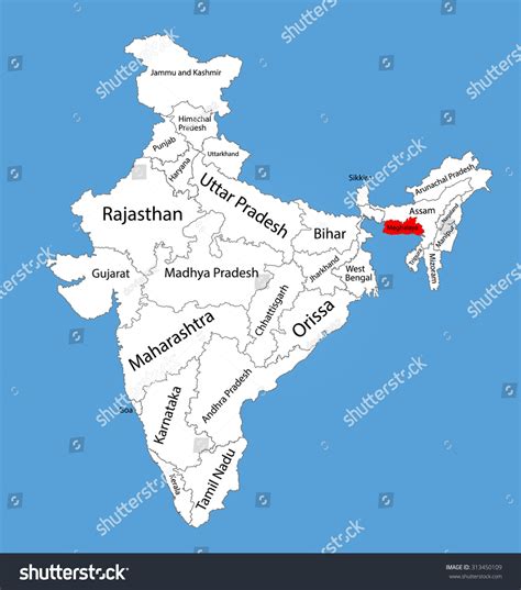 Meghalaya State India Vector Map Silhouette Stock Vector (Royalty Free ...